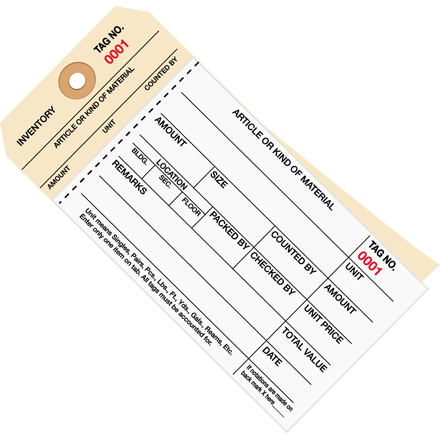 6 <span class='fraction'>1/4</span> x 3 <span class='fraction'>1/8</span>" - (3500-3999) Inventory Tags  2 Part Carbonless Stub Style #8