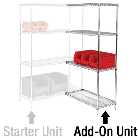 60 x 24 x 86" - 4 Shelf Wire Shelving Add-On Unit