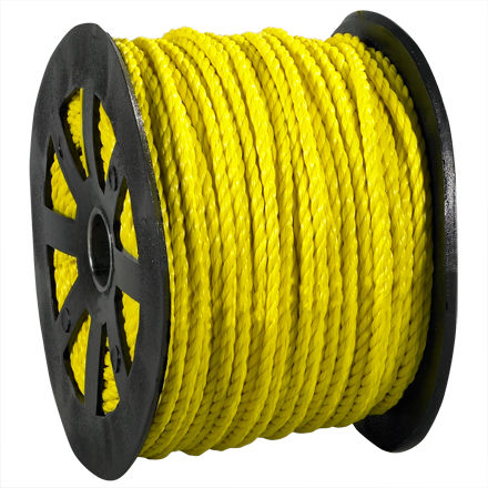 1/4", 1,150 lb, Yellow Twisted Polypropylene Rope